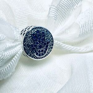 🧿✨ NWOT Blue Evil Eye Hamsa Hand Charm – 925 Sterling Silver 💙